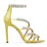 Jimmy Choo Women Josefine 100 Sunbleached Nappa Sandals with Crystal Embellishment