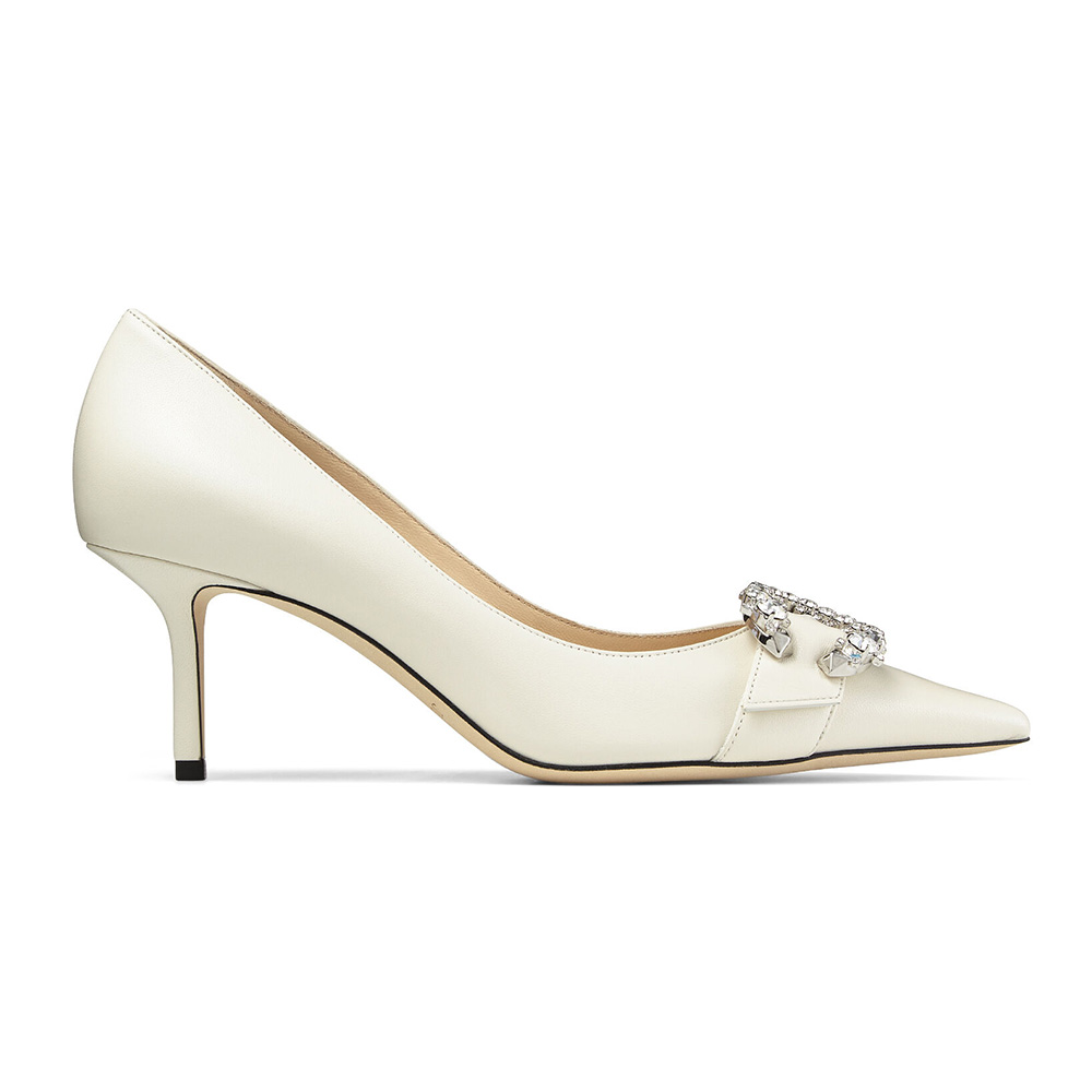 JIMMY CHOO SARESA 65 NAP LATTE サイズ37 Jimmy Choo Women Saresa 65 Latte Nappa Leather Pumps with Crystal