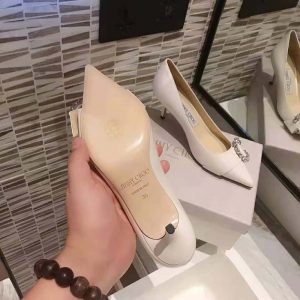 Jimmy Choo Women Saresa 65 Latte Nappa Leather Pumps with Crystal