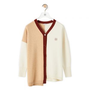 Loewe Women Anagram Asymmetric Cardigan in Wool