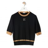 Loewe Women Cropped Sweater in Wool-Black