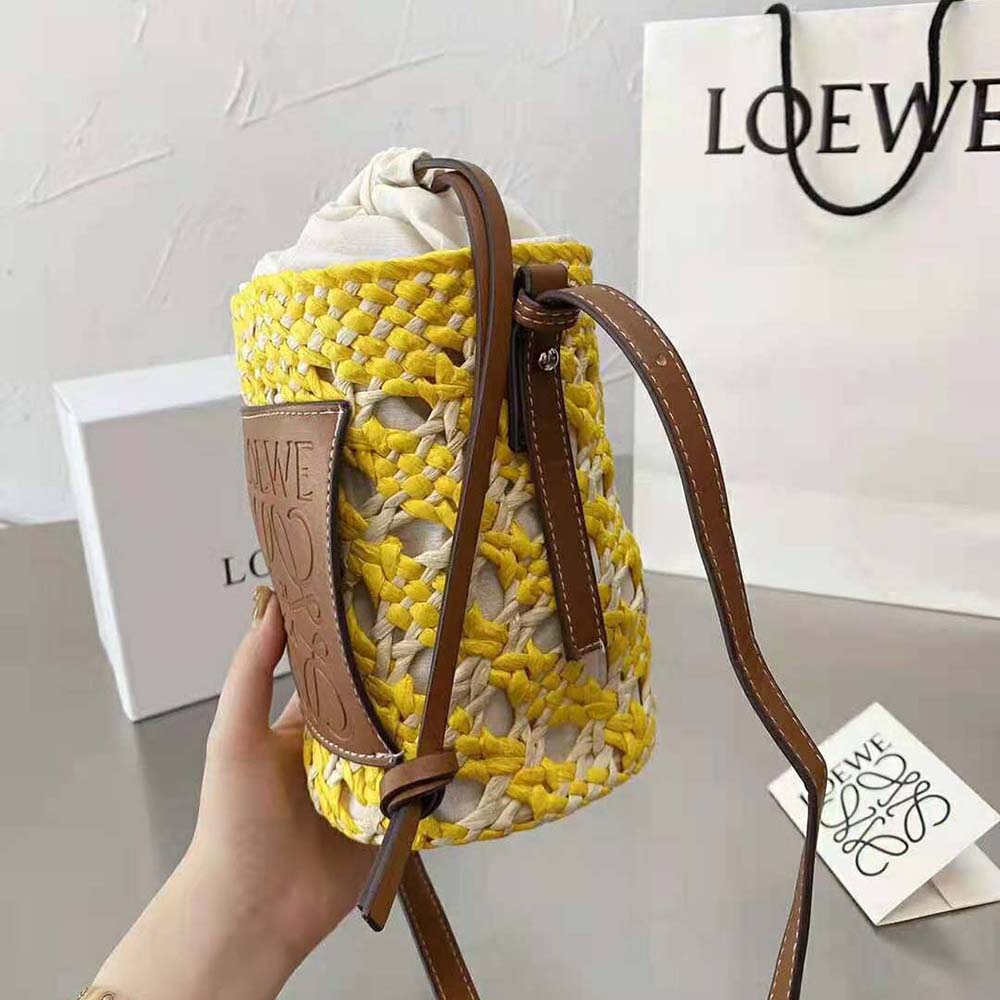 Loewe Cylinder Pocket Mini raffia shoulder bag - ShopStyle