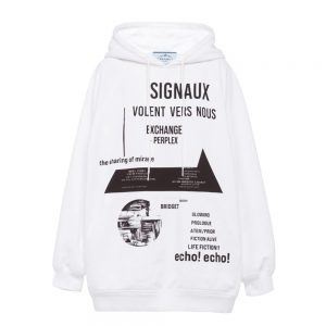 Prada Women Cotton Fleece Hoodie-White