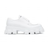 Prada Women Monolith Brushed Leather Lace-up Shoes-White