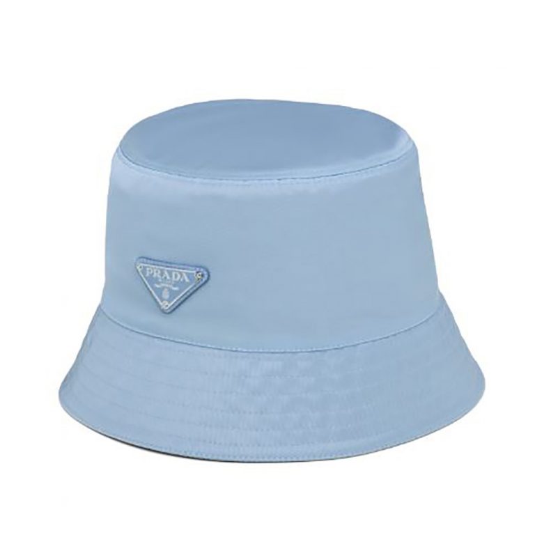 Prada Women Nylon Bucket Hat Decorated with the Triangle LogoWhite