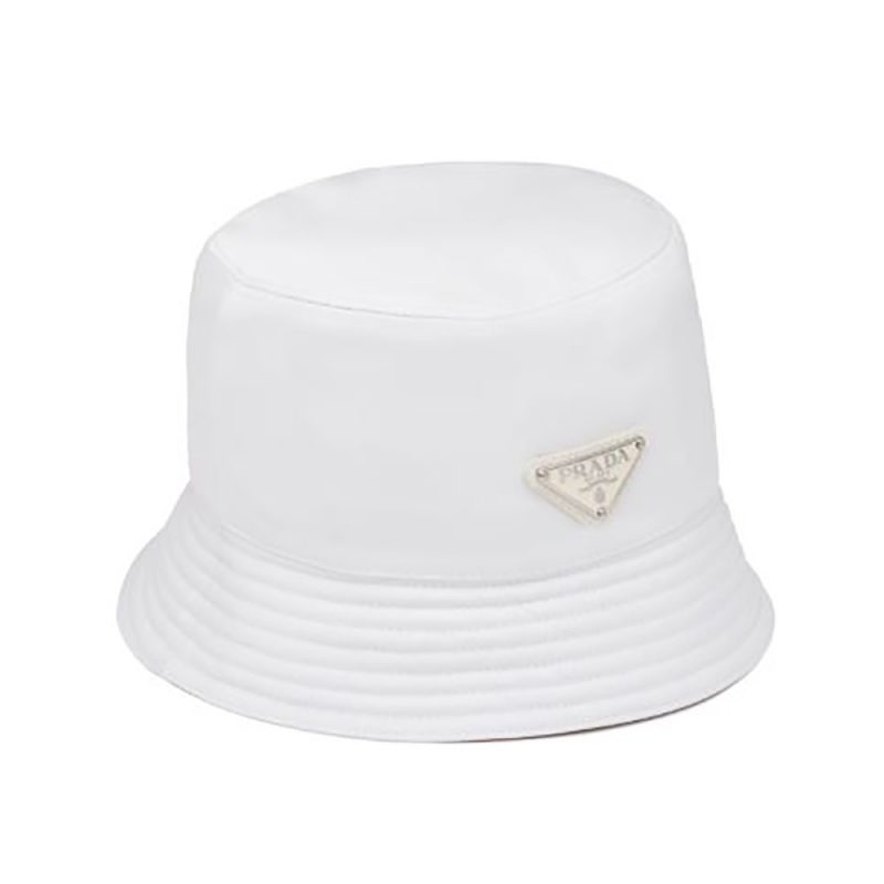 prada nylon bucket hat white