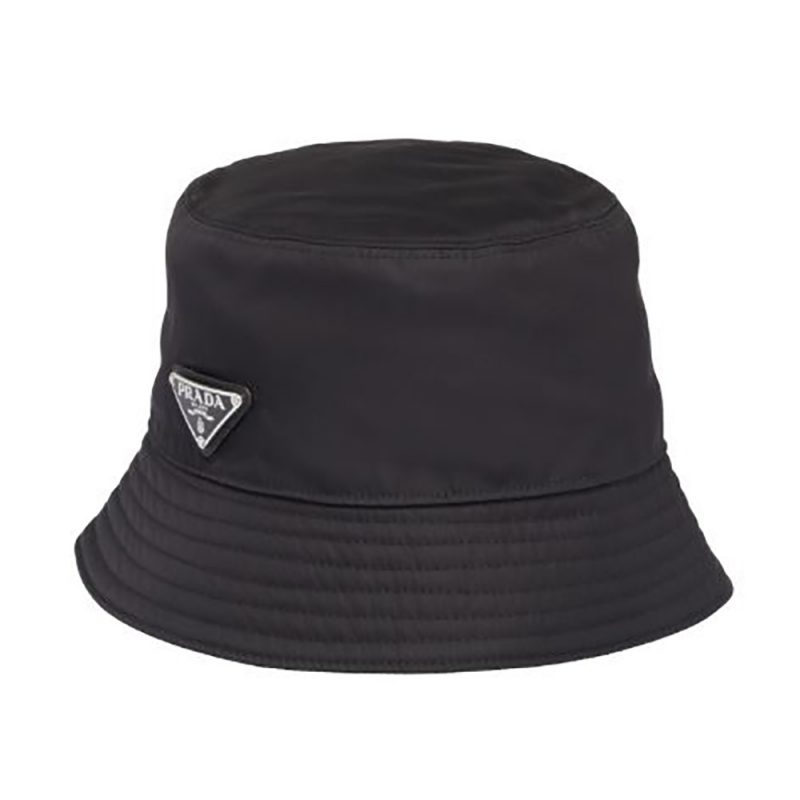 Prada Women Nylon Bucket Hat Decorated with the Triangle LogoPink