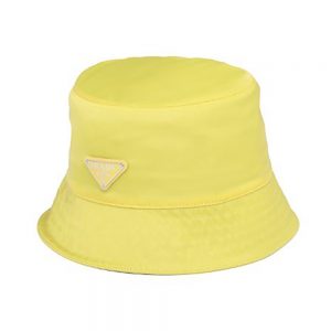 Prada Women Nylon Bucket Hat Decorated with the Triangle Logo-Yellow