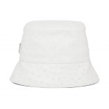 Prada Women Ostrich Leather Bucket Hat-White