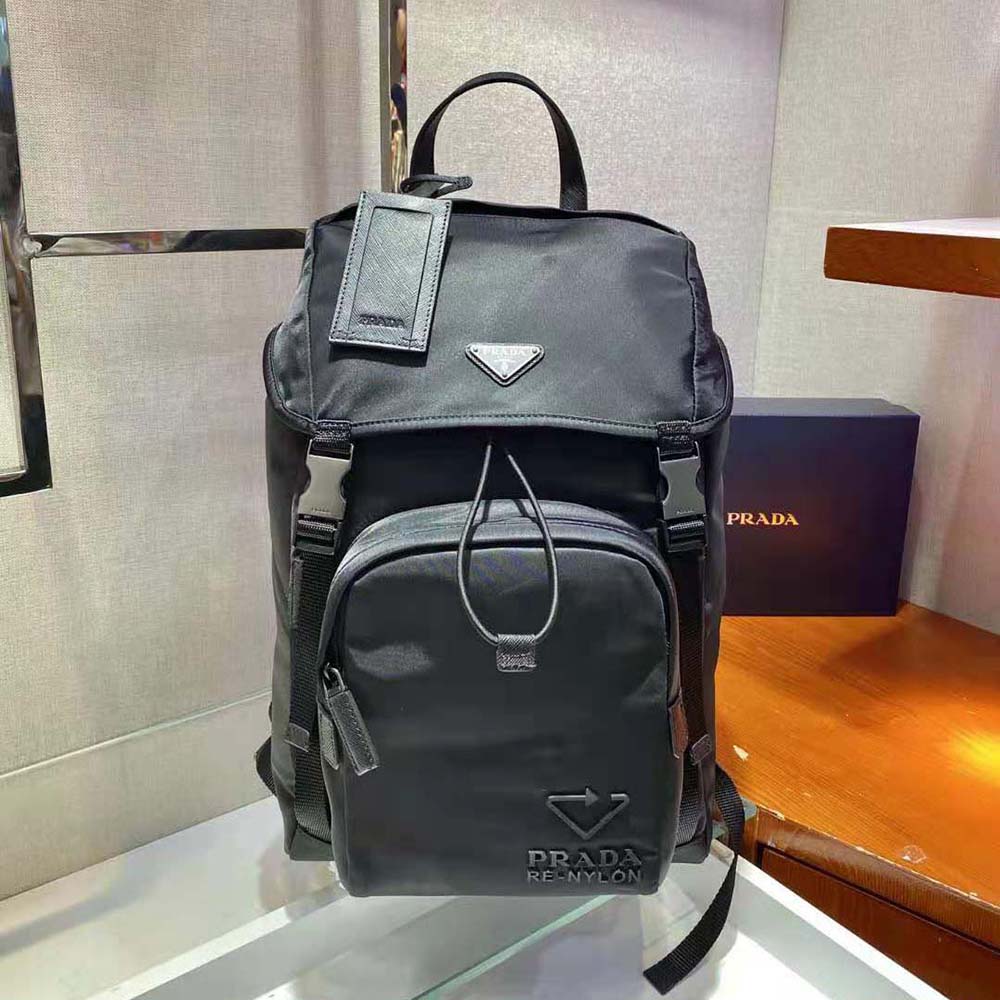 Re-Nylon and Saffiano leather backpack
