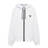 Prada Women Terry Cloth Hoodie-White