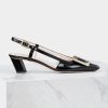 Roger Vivier Women Belle Vivier Metal Buckle Slingback Pumps in Patent Leather