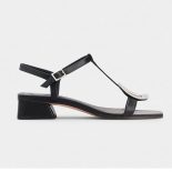 Roger Vivier Women Bikiviv' Metal Buckle Sandals in Leather-Black