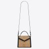 Saint Laurent YSL Women Cassandra Mini Top Handle Bag in Raffia and Leather