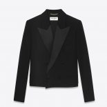 Saint Laurent YSL Women Cropped Tuxedo Jacket in Grain DE Poudre Saint Laurent