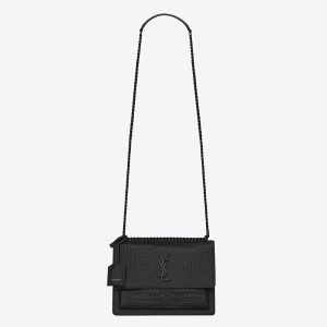Saint Laurent YSL Women Sunset Medium in Crocodile Embossed Shiny Leather