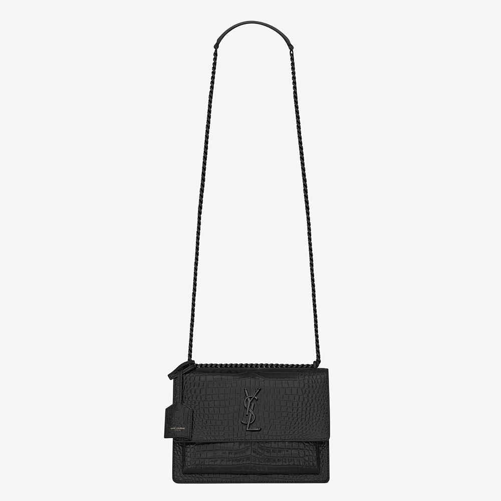 sunset small in shiny scale embossed leather