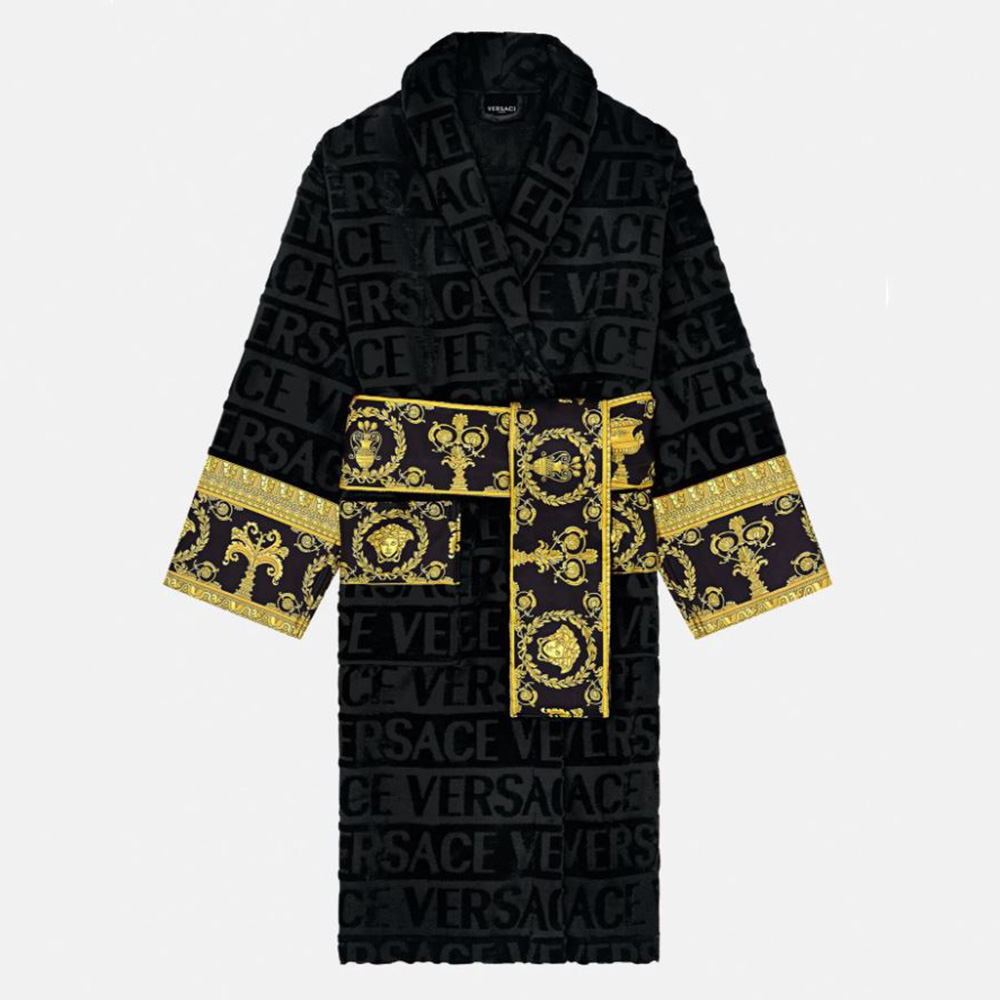 Versace Women I Baroque Bathrobe-Black