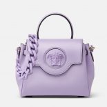 Versace Women La Medusa Small Handbag Crafted From Premium Leather-purple