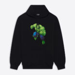 Balenciaga Women Hulk 2021Marvel Medium Fit Hoodie in Black Medium Fleece