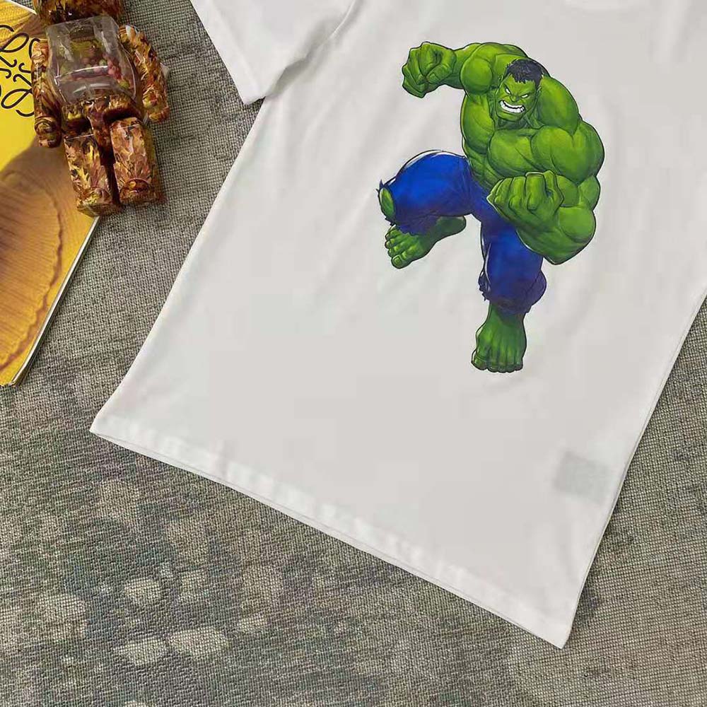 Balenciaga Men Hulk 2021Marvel Medium Fit T-Shirt in White