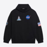 Balenciaga Men Space Boxy Hoodie in Black Medium Fleece