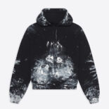 Balenciaga Women Painter Fitted Hoodie in Black/White Medium Fleece