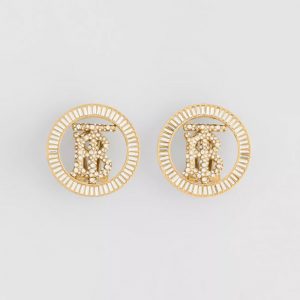 Burberry Women Crystal Detail Gold-plated Monogram Motif Earrings