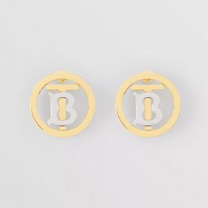 Burberry Women Gold and Palladium-plated Monogram Motif Earrings