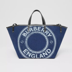 Burberry Women Mini Logo Graphic Denim Beach Tote