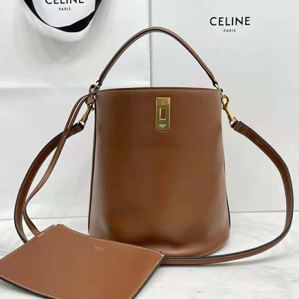 Celine - Bucket 16 Bag in Smooth Calfskin Leather - Brown - for Women