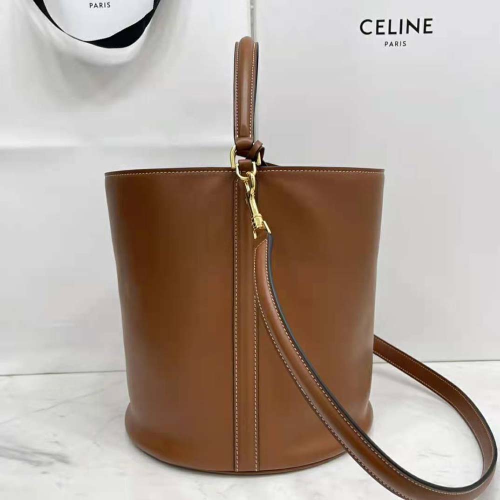 Celine - Bucket 16 Bag in Smooth Calfskin Leather - Brown - for Women