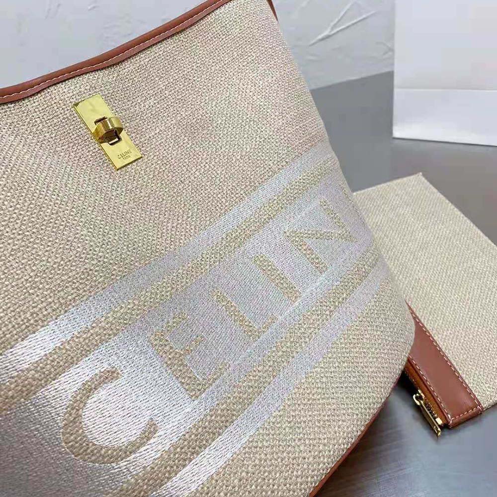 Celine Women Bucket 16 Bag in Textile with Celine Logo and Smooth