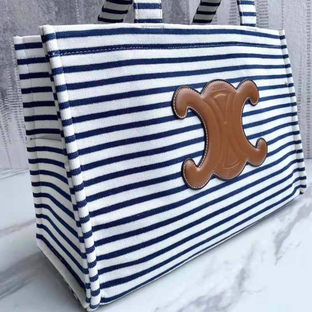 Celine Tricolor Striped Fabric and Leather Large Cabas Thais Tote at  1stDibs