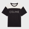 Celine Women Loose T-shirt in Cotton Jersey with Studs