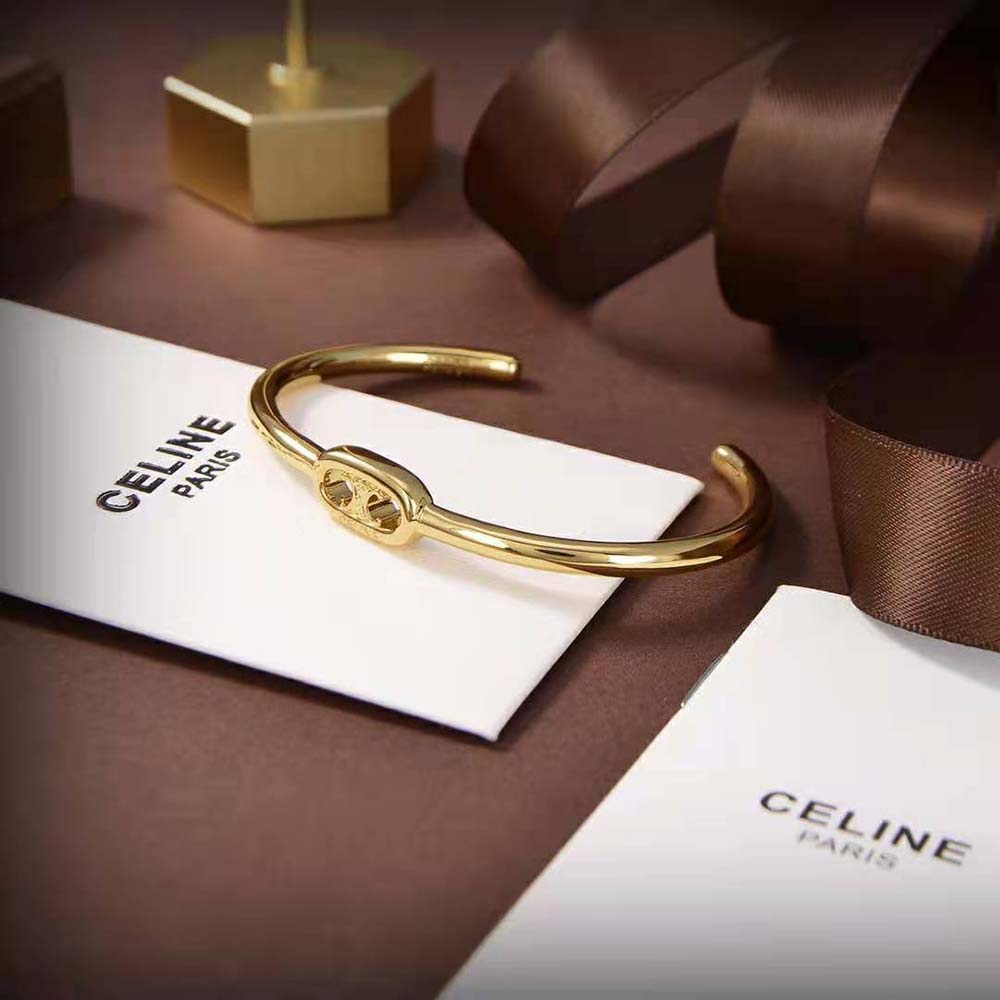 CELINE PARIS THIN CUFF IN BRASS WITH GOLD FINISH - GOLD