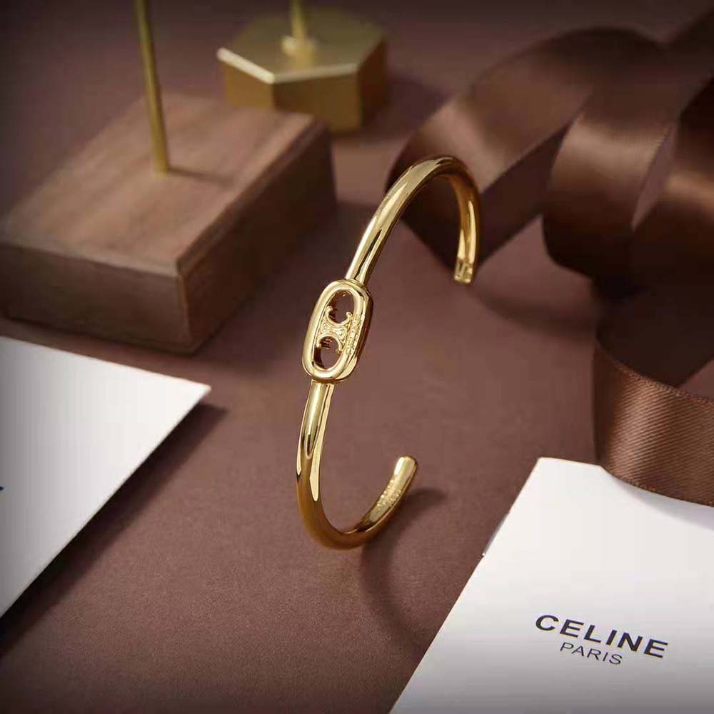 Celine Céline Minimal Manchette Cuff - Gold, Gold-Tone Metal Cuff