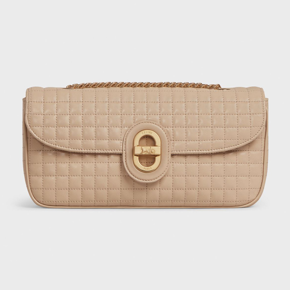 Celine Women Medium Chain Sulky Bag in Quilted Lambskin Sandy