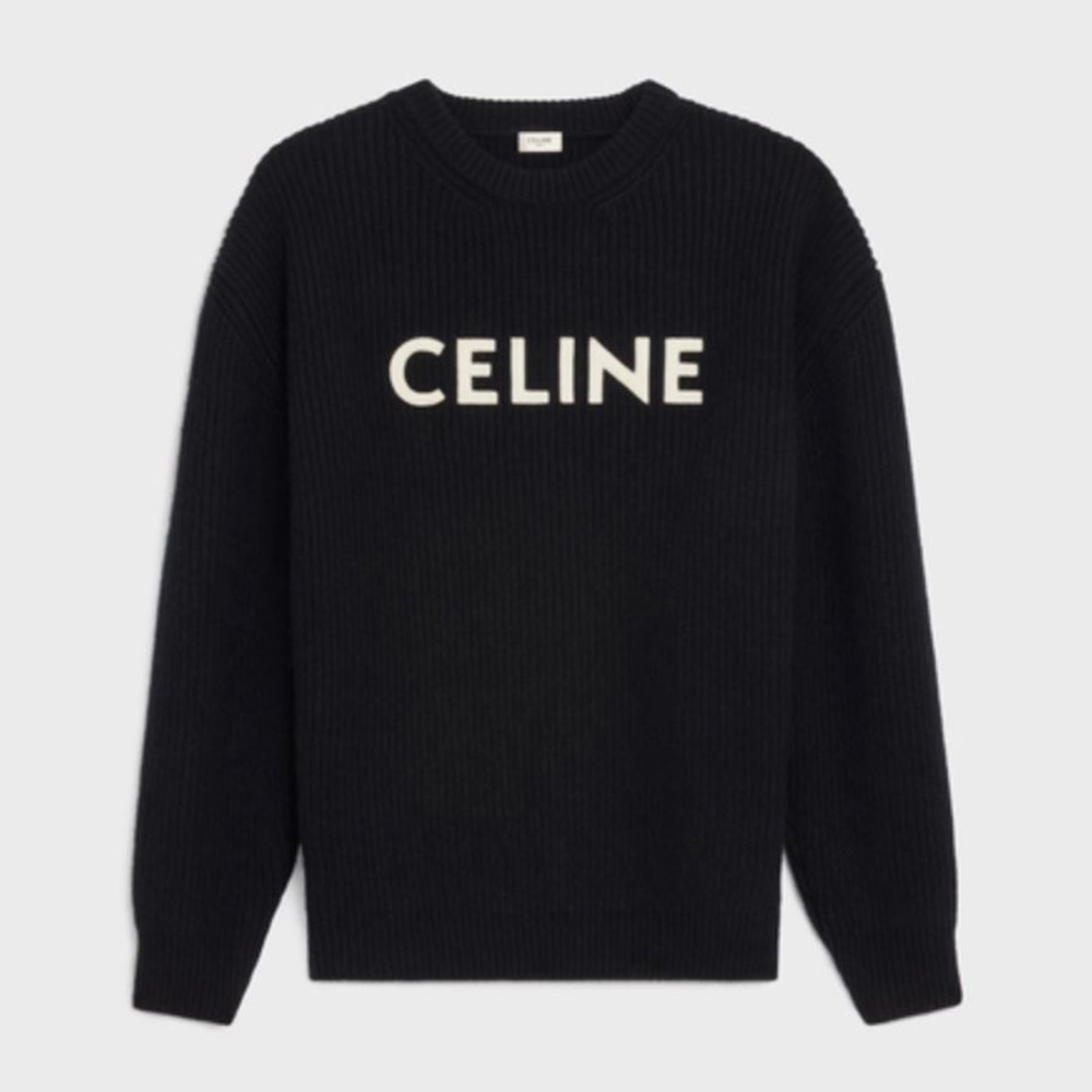 Celine Women Oversized Celine Sweater in Wool-Green