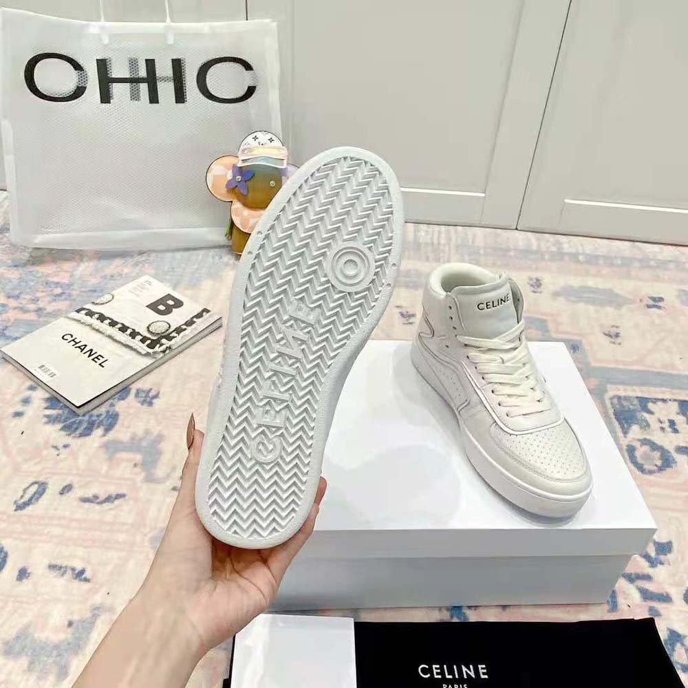 Celine Z Ct-01 Calfskin Optic White High Top Sneakers - Sneak in