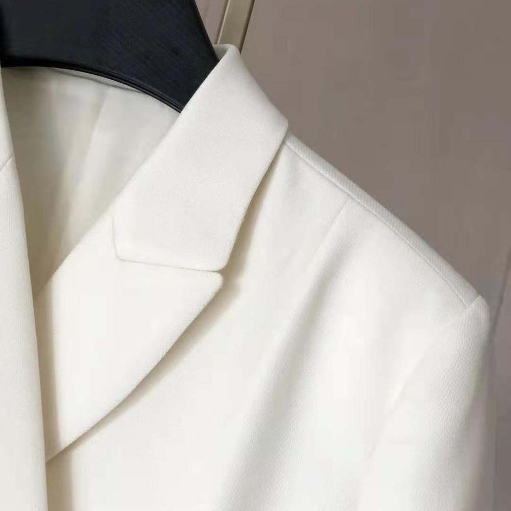 30 Montaigne Bar Jacket White Single-Breasted Wool and Silk