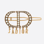 Dior Women 30 Montaigne Barrette Antique Gold-Finish Metal and White Resin Pearls