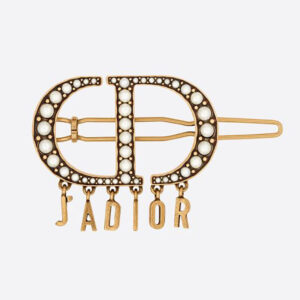 Dior Women 30 Montaigne Barrette Antique Gold-Finish Metal and White Resin Pearls