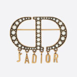 Dior Women 30 Montaigne Brooch Antique Gold-Finish Metal and White Resin Pearls