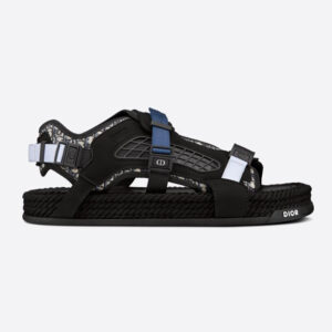Dior Women Atlas Sandal Beige and Black Dior Oblique Jacquard and Black Suede