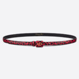 Dior Women Bobby Belt Fuchsia and Black D-Leopard Print Smooth Calfskin-12 MM
