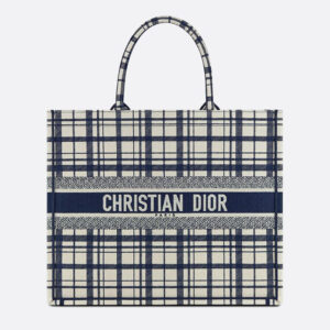 Dior Women Book Tote Blue Check'n'Dior Embroidery