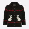 Dior Women Dioramour Cardigan Navy Blue White and Red Wool and Cashmere