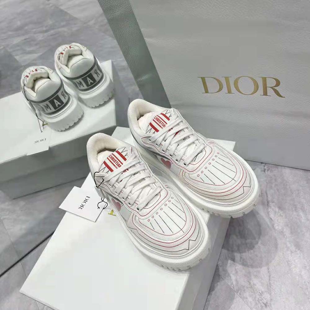 Dior Women Dioramour Dior Addict Sneaker White Black and Red D 