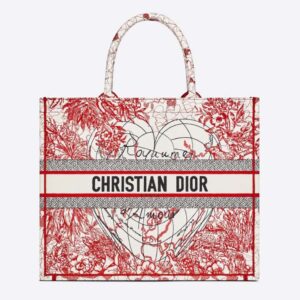 Christian Dior Womens Book Tote Bag Red White Large – Luxe Collective